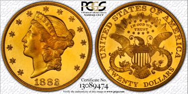 1882 $20 PR65DCAM