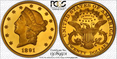 1891 $20 PR64DCAM