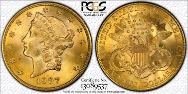 1907 $20 Liberty MS65