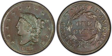 1835 1C N-2, Sm 8, Sm Stars MS64BN