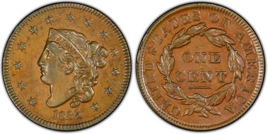 1835 1C N-13, Sm 8, Sm Stars AU58BN