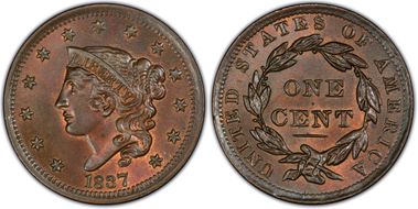 1837 1C Newcomb-10 MS66RB