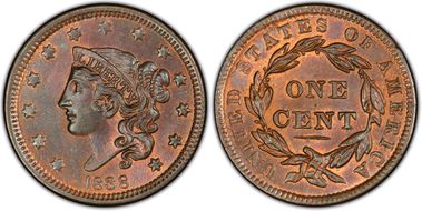1838 1C Newcomb 6 MS66RB