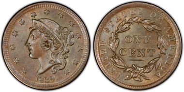 1839 1C N-9, Silly Head MS64BN