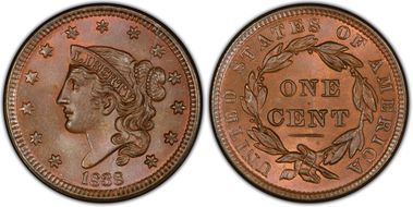 1838 1C Newcomb 4 MS67BN