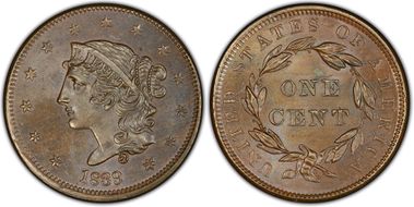 1839 1C Booby Head, N-6 MS66BN