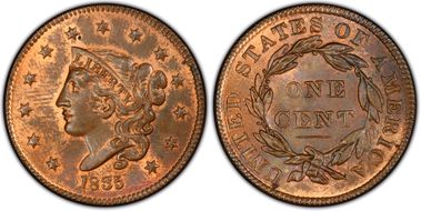 1835 1C N-8 Head of 1836 MS65RB