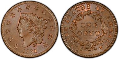 1830 1C N-6 Medium Letters MS67BN