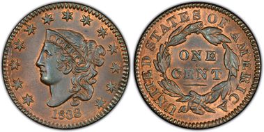 1833 1C Newcomb 4 MS64RB