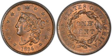 1834 1C N-4 Lg 8 Sm St Med Lt MS65RB