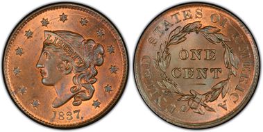 1837 1C Newcomb-4 MS66RB