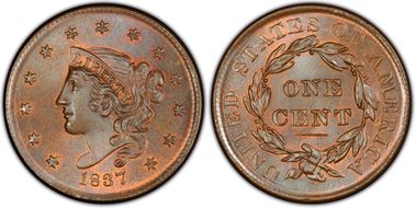 1837 1C Newcomb 7 MS67BN