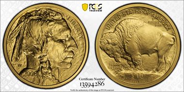 2008-W $10 Burnished Am. Buffalo  First Strike .9999 Fine Gold SP70