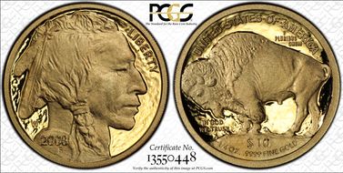 2008-W $10 American Buffalo First Strike .9999 Fine Gold PR70DCAM