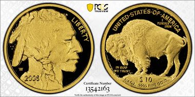 2008-W $10 American Buffalo First Strike .9999 Fine Gold PR70DCAM