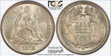 1872-S H10C Mintmark Below Bow MS66