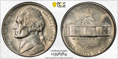 1942-S 5C MS66FS
