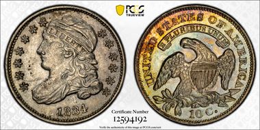 1834 10C Small 4 MS63