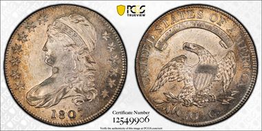 1807 50C Capped Bust, Large Stars AU58