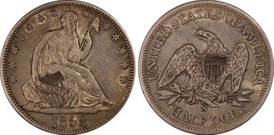 1858-S 50C AU53