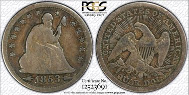 1853-O 25C Arrows and Rays G6
