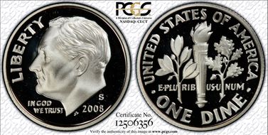 2008-S 10C Silver PR70DCAM