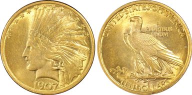 1907 $10 Indian MS62
