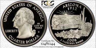 2008-S 25C Arizona PR70DCAM