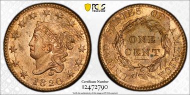 1820 1C Large Date MS64RB