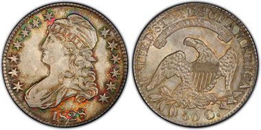 1828 50C Square 2, Small 8s, Lg. Letters MS63