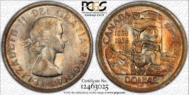 1958 S$1 British Columbia MS66