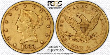 1866-S $10 Motto XF40