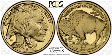 2008-W $5 American Buffalo First Strike .9999 Fine Gold PR70DCAM