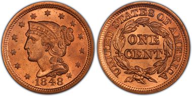 1848 1C Newcomb 10 MS65RD