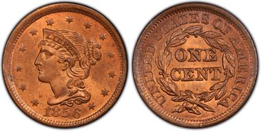 1856 1C N-11 Upright 5 MS65RB