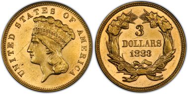 1883 $3 MS62