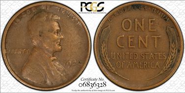 1922 No D 1C Strong Reverse VF35BN