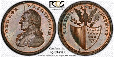 (1795) Penny Lib/Sec Cord Rim Bust Lt Washington MS64RB