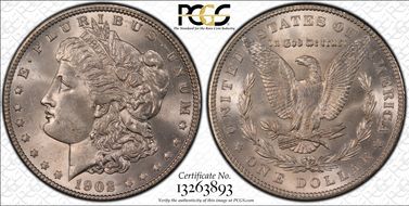 1902 $1 VAM 4, Doubled Ear MS63