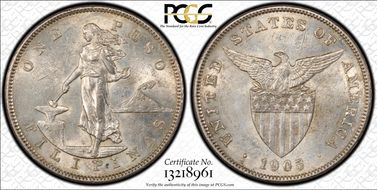 1905-S Peso Allen-16.06a Straight Serif AU58