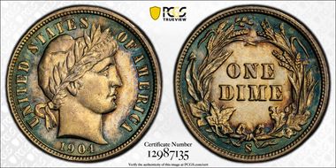 1904-S 10C AU58+