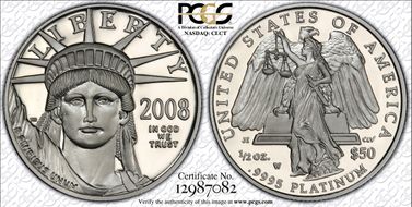 2008-W $50 Statue of Liberty PR70DCAM