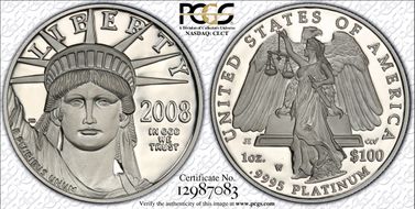 2008-W $100 Statue of Liberty PR69DCAM