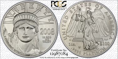 2008-W $100 Burnished St. of Liberty SP69