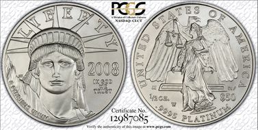 2008-W $50 Burnished St. of Liberty SP70