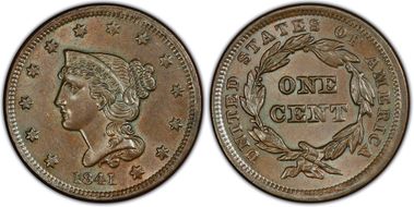 1841 1C Newcomb 7 MS65BN