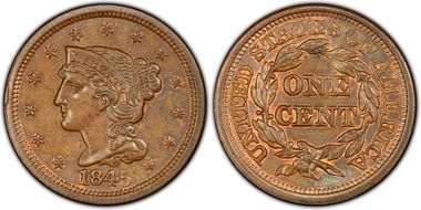 1845 1C Newcomb 12 MS65BN