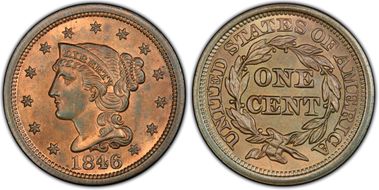 1846 1C N-11  Medium Date MS64RB