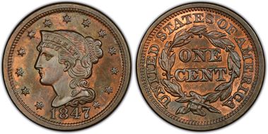 1847/47 1C N-2 Large/Small 47 MS64RB