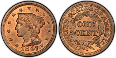1847 1C Newcomb 32 MS66RB